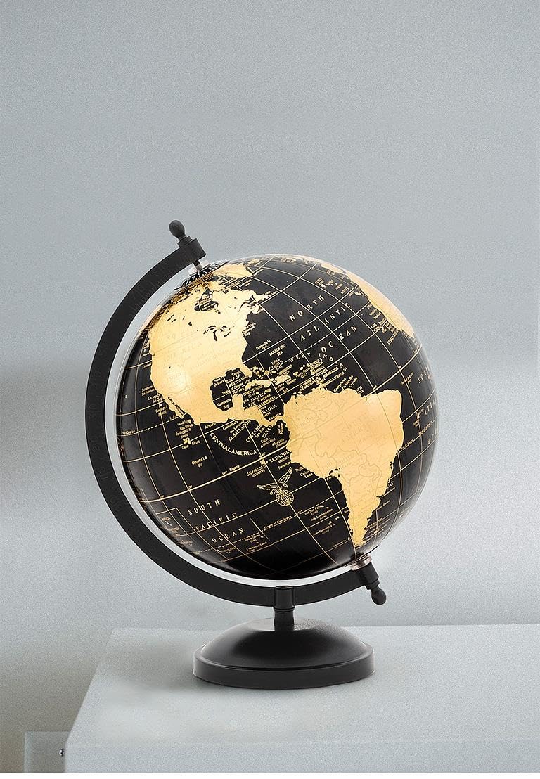 Abbott Collection 57-LATITUDE-10 Spinning Small Decorative Globe, Gold/Black, 11" H - Image 2
